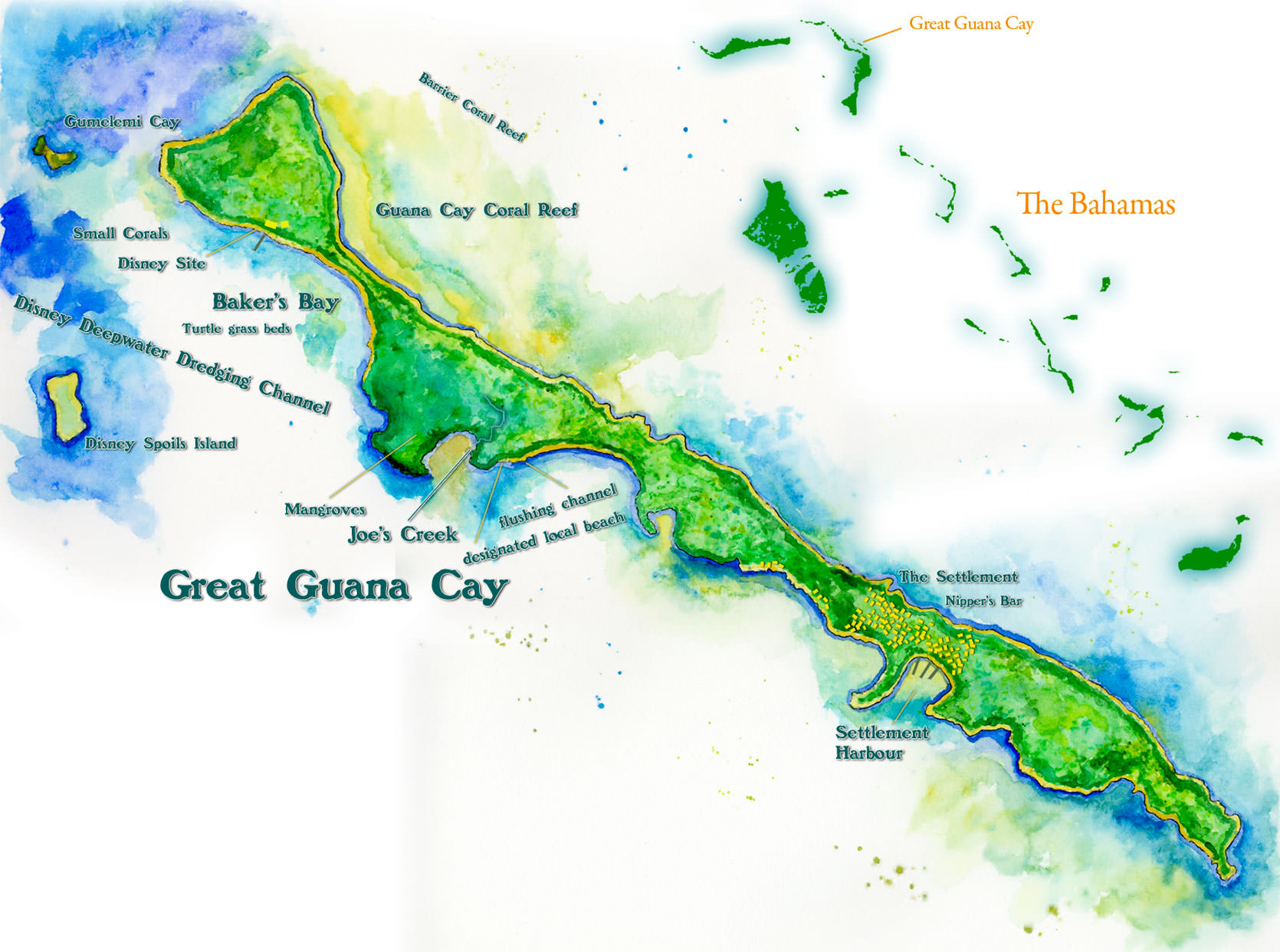 Map of Bakers Bay Golf Resort in the Bahamas