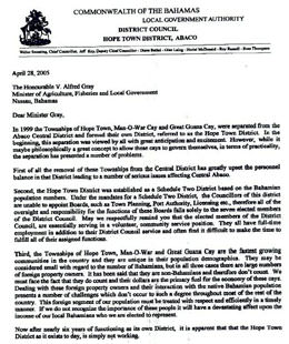 Hopetown Letter