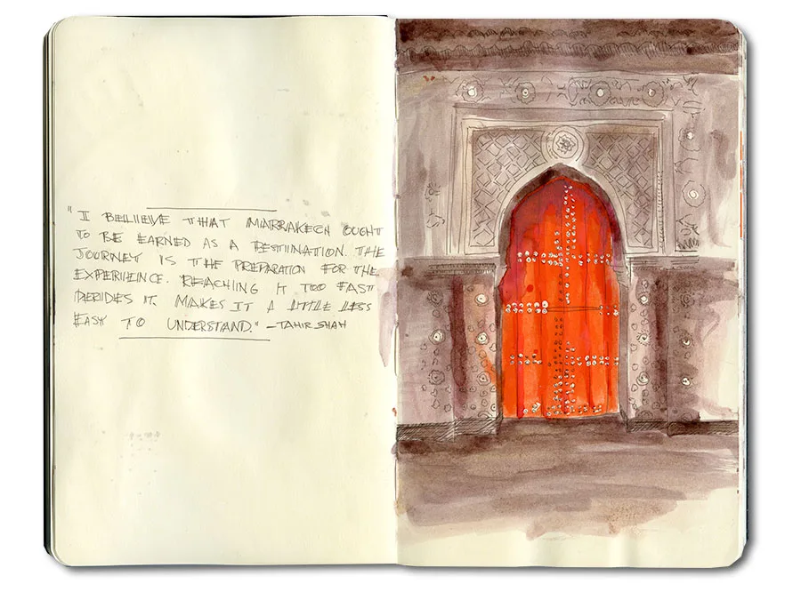Notes and sketches from Erik Gauger's Marrakech notebook