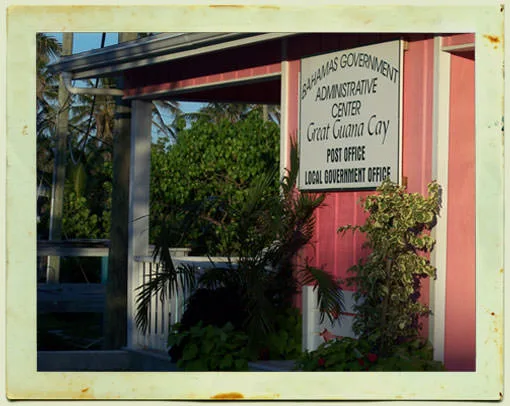 The tiny administrative center for Great guana Cay
