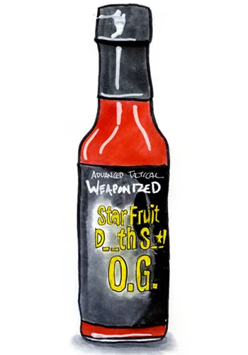 Sketch by Erik Gauger of Advanced Tactical Weaponized Starfruit Darth Star O.G. Hot Sauce