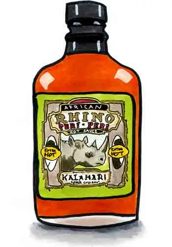 Sketch by Erik Gauger of African Rhino Peri-Peri Hot Sauce