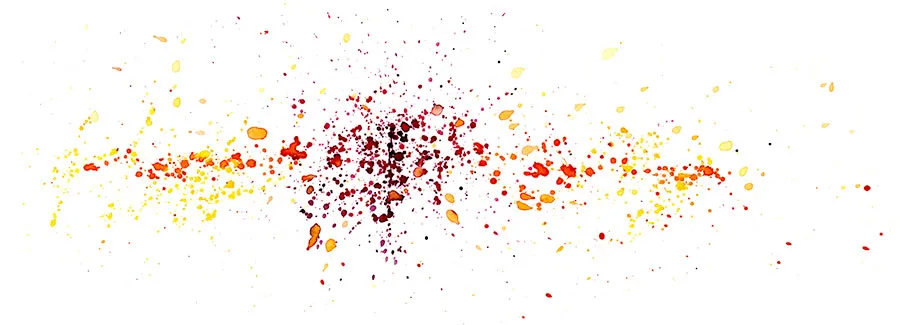 Ink spatter painting of Phish's Mercury into Ruby Waves, Alpine Valley, July 14, 2019