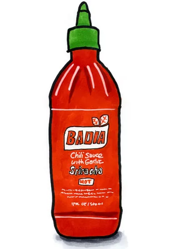 Sketch by Erik Gauger of Badia Sriracha