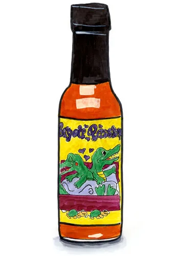 Sketch by Erik Gauger of Bayou Passion Hot Sauce