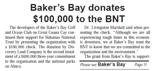 Bakers Bay Donates