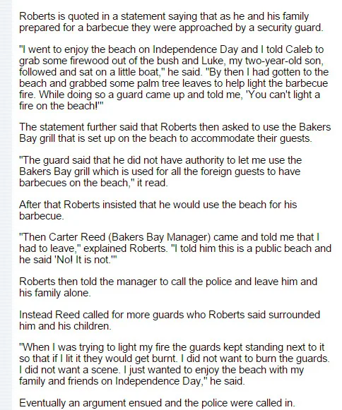 Beach Harassment at Bakers Bay