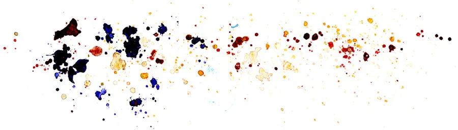 Watercolor splatter abstraction of the longest Bird Song jam, heavy black and indigo blots tailing off into ochre and rust.