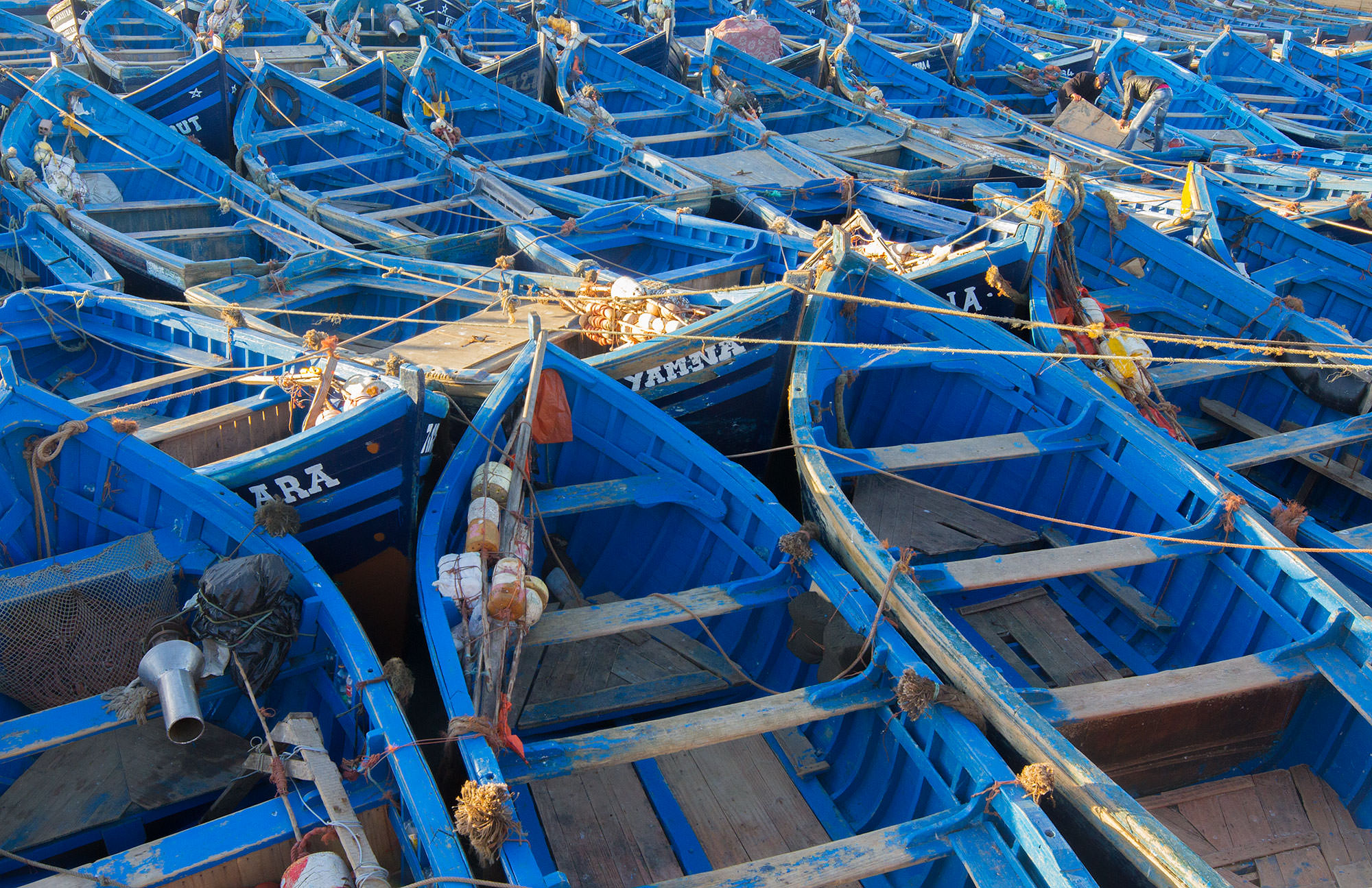 Blue Fishing Boats in Essaouira