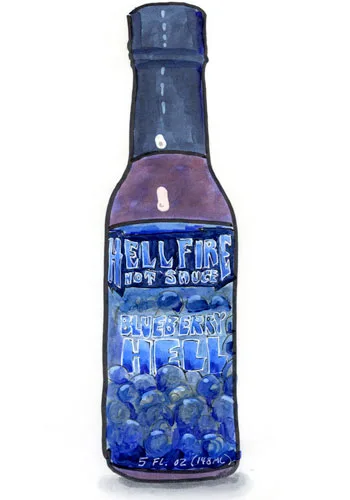 Sketch by Erik Gauger of Hellfire Blueberry Hell Hot Sauce