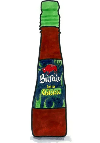 Sketch by Erik Gauger of Búfalo Salsa Clasica Mexican Hot Sauce