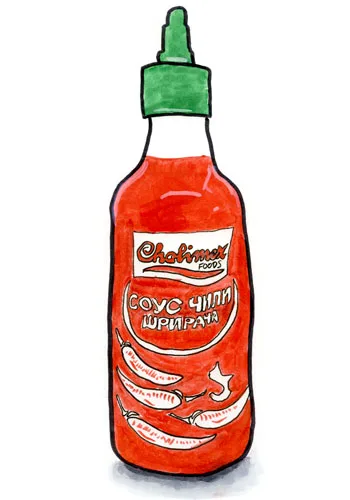 Sketch by Erik Gauger of Cholimex Sriracha