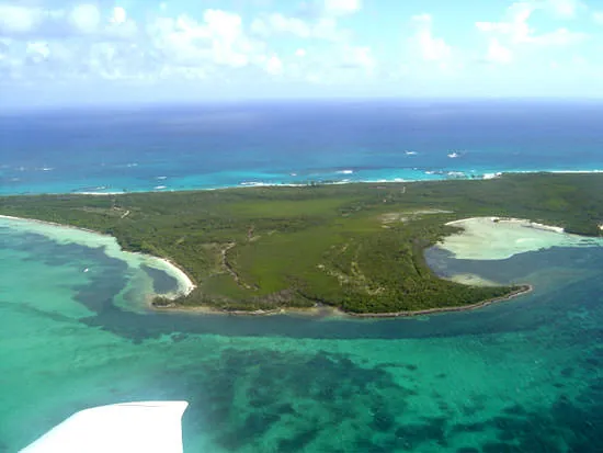 Angle of Joes Creek looking out from the Sea of Abaco to reefs and Atlantic beyond.