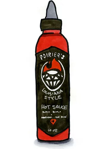 Sketch by Erik Gauger of Dustin Poirier's Louisiana Style Hot Sauce
