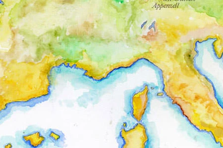 Handpainted map of Europe