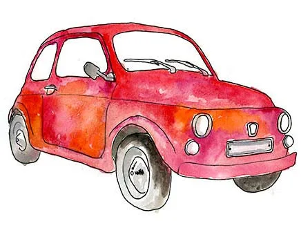 Classic Fiat in Paris Sketch