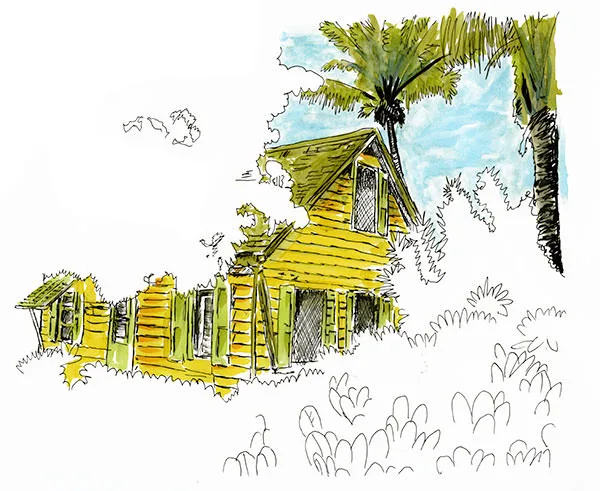 Sketch of a house in the Guana Cay settlement