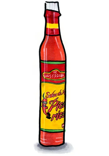 Sketch by Erik Gauger of Aji Pica Rico Hot Sauce