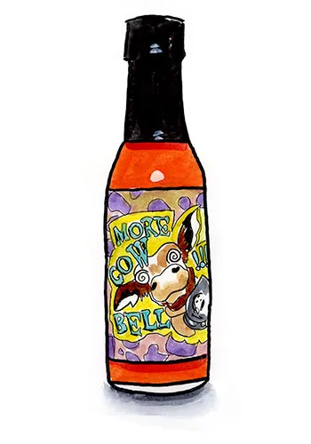Sketch by Erik Gauger of Haff's More Cowbell Hot Sauce