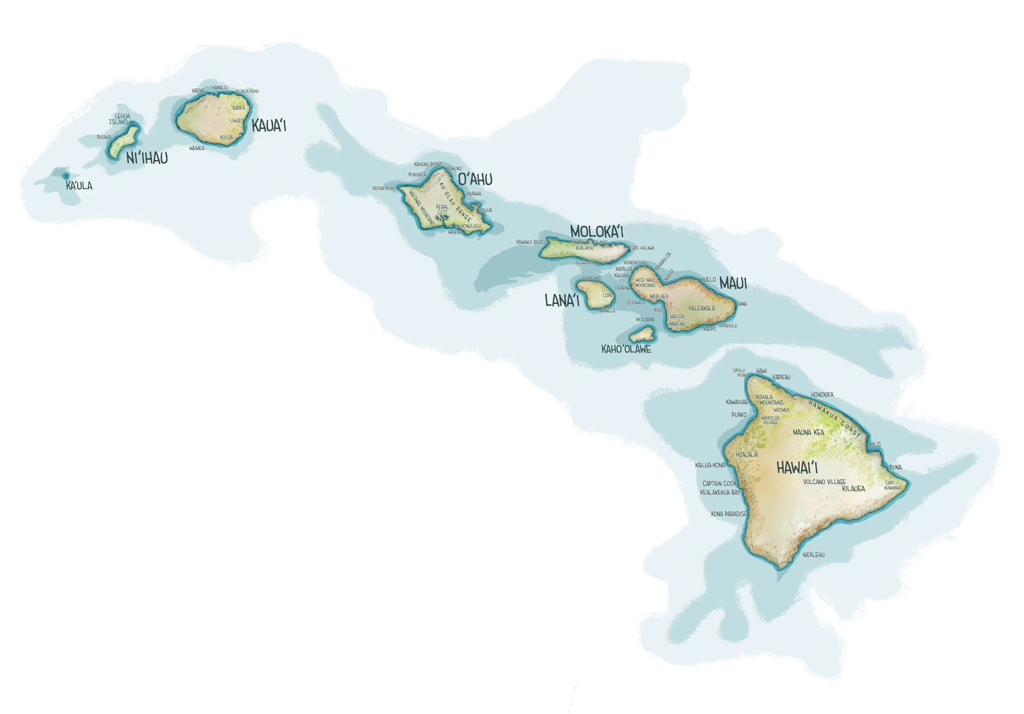 Hawaiian Islands Map