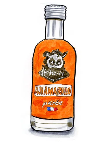 Sketch by Erik Gauger of Hellicious Aji Amarillo Puree