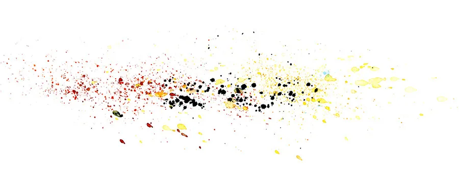 Watercolor splatter abstraction of a 1976 Help on the Way, Slipknot and Franklin's Tower jam, red spray turning to black and pale yellow.