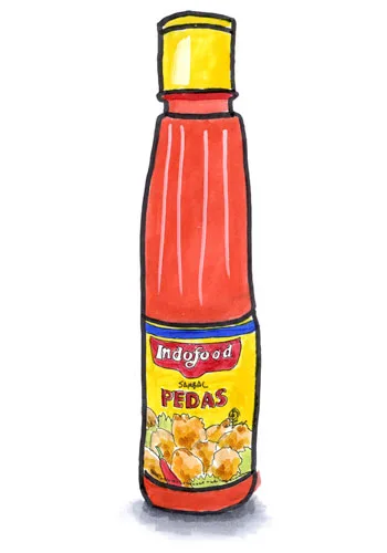 Sketch by Erik Gauger of Indofood Sambal Pedas Hot Sauce
