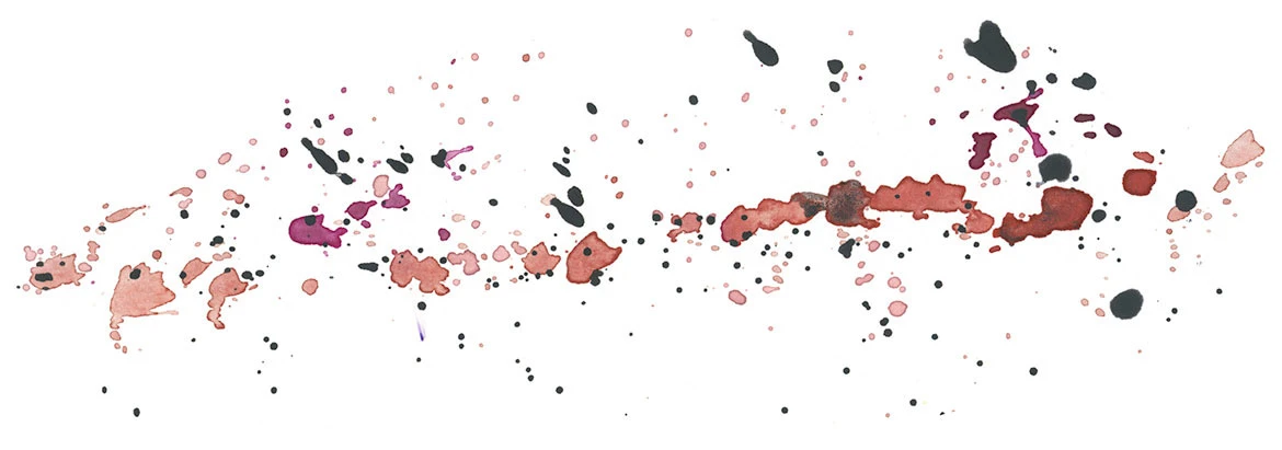Watercolor and ink spatter artwork inspired by the Jerry Garcia Band's 1980 Knockin' On Heaven's Door jam at Kean College's Wilkins Theatre