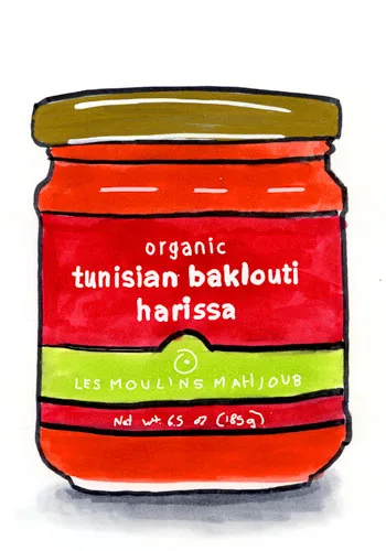 Sketch by Erik Gauger of Les Moulins Mahjoub Tunisian Bakouti Harissa
