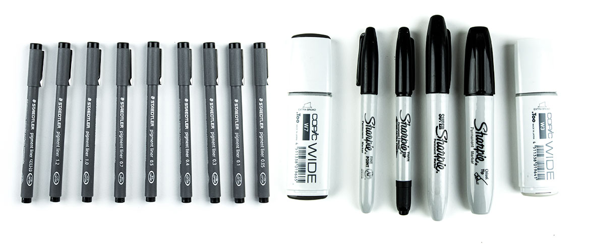 Liner pens for travel sketchbooks