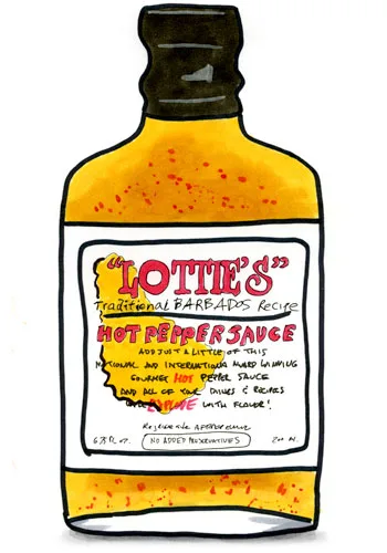 Sketch by Erik Gauger of Lottie's Hot Pepper Sauce