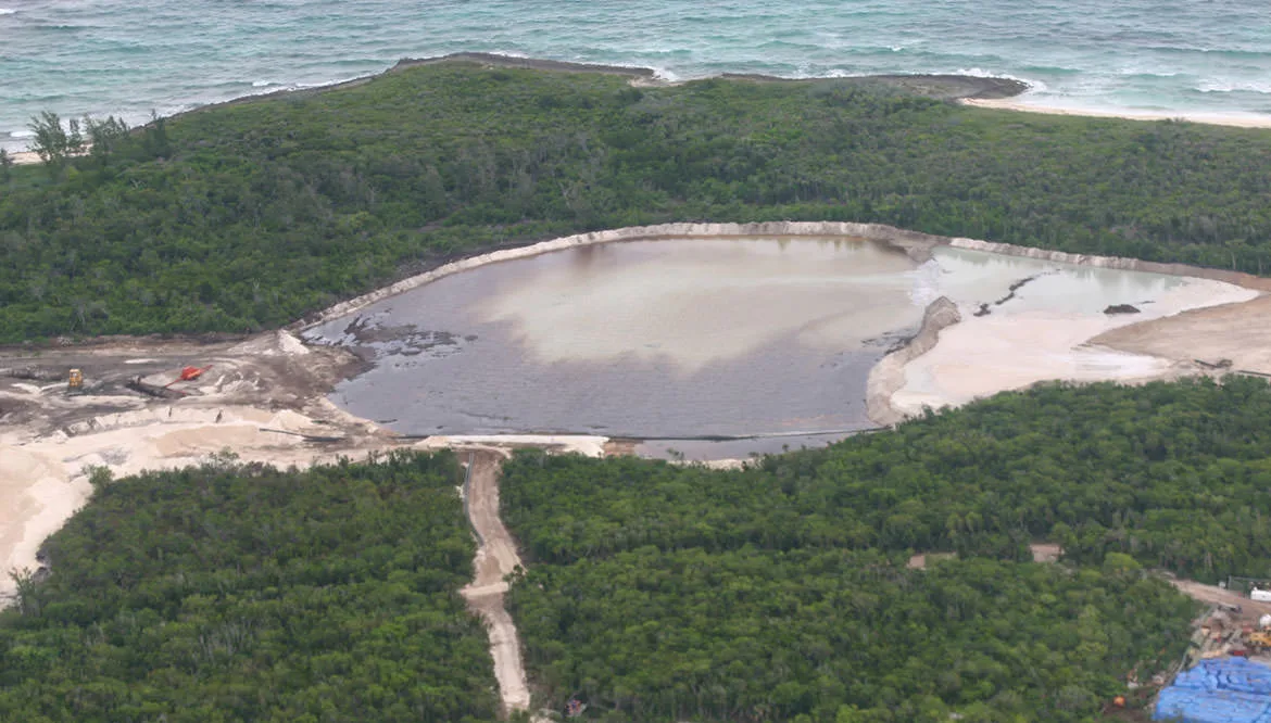 Mangroves of Guana Cay being destroyed to build a marina for Bakers Bay.