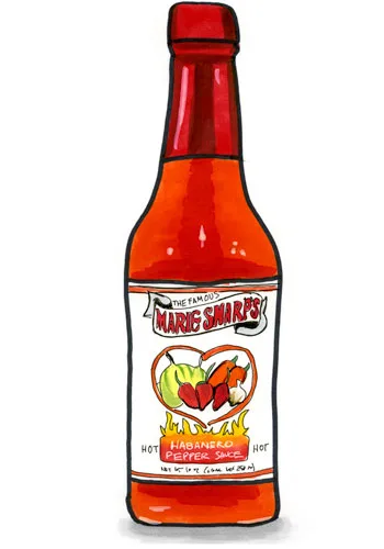 Sketch by Erik Gauger of Marie Sharp's Habanero Pepper Sauce