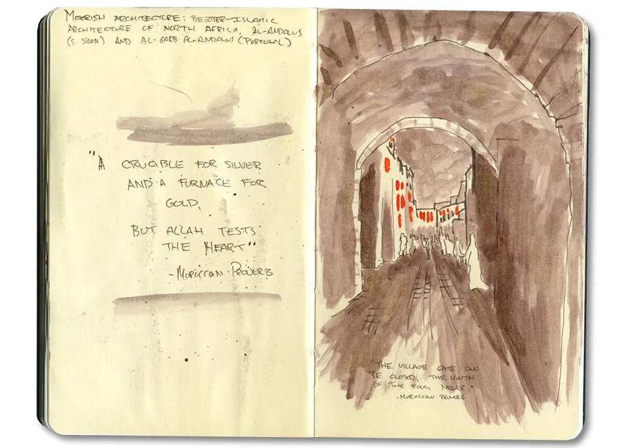 A page from Erik Gauger's Marrakech and Essaouira moleskine sketch journal (IV)