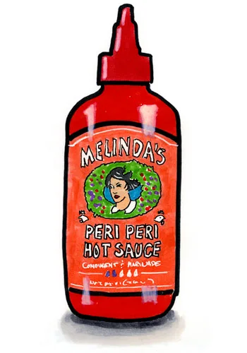 Sketch by Erik Gauger of Melinda's Peri Peri Hot Sauce