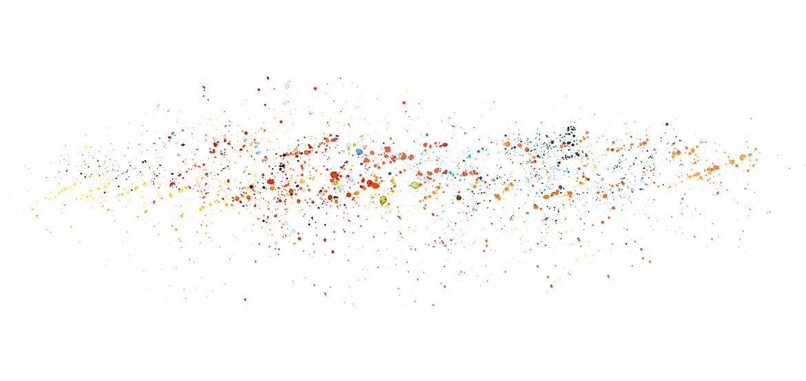 Ink spatter painting of Phish's Nassau Tweezer, Uniondale, February 28, 2003