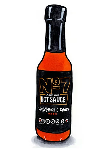 Sketch by Erik Gauger of No. 7 Habanero & Ghost Hot Sauce