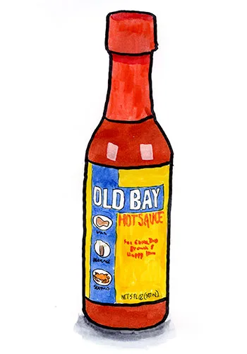 Sketch by Erik Gauger of Old Bay Hot Sauce