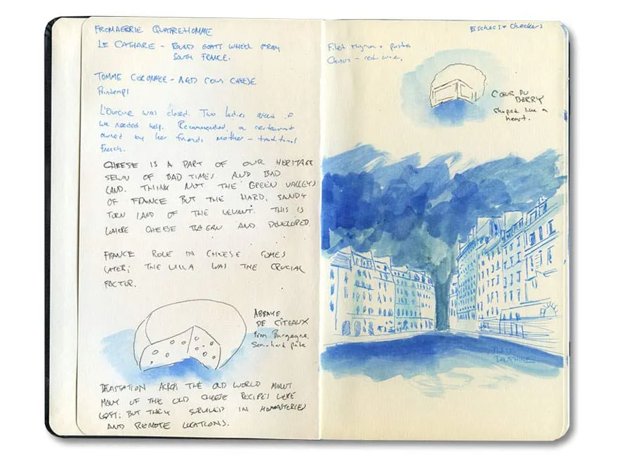 Sketches from Paris in blue ink