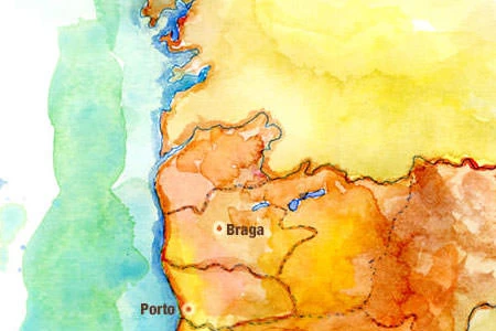 Handpainted map of Portugal