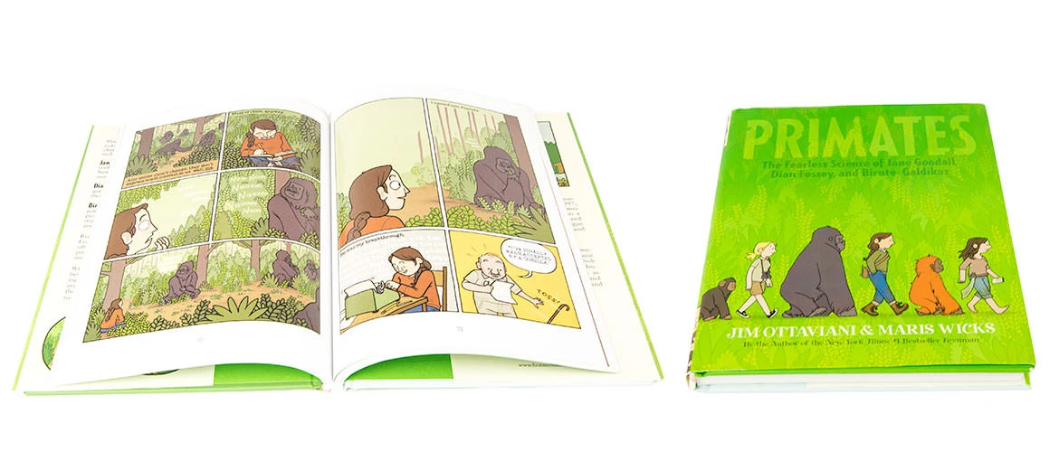 Primates graphic novel about Jane Goodall, Dian Fossey, and Biruté Galdikas