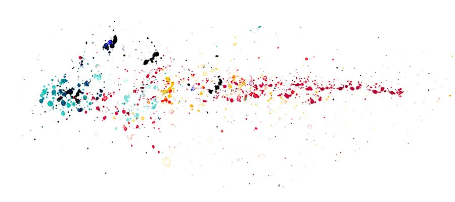 Ink spatter painting of Phish's Reba, St. Paul Civic Center, October 25, 1995