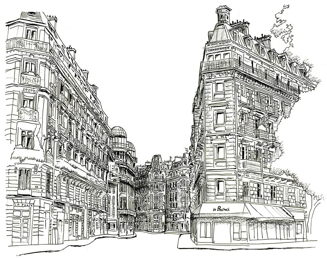 Drawing of Boulevard Saint-Germain, Paris