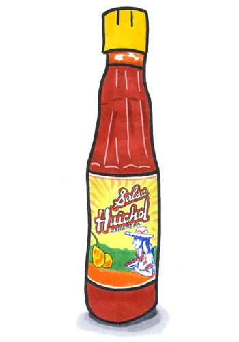 Sketch by Erik Gauger of Salsa Huichol Habanaera Hot Sauce