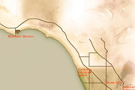 Handpainted map of California's Salton Sea