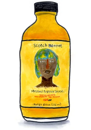 Sketch by Erik Gauger of Scotch Bonnet Mustard Pepper Sauce