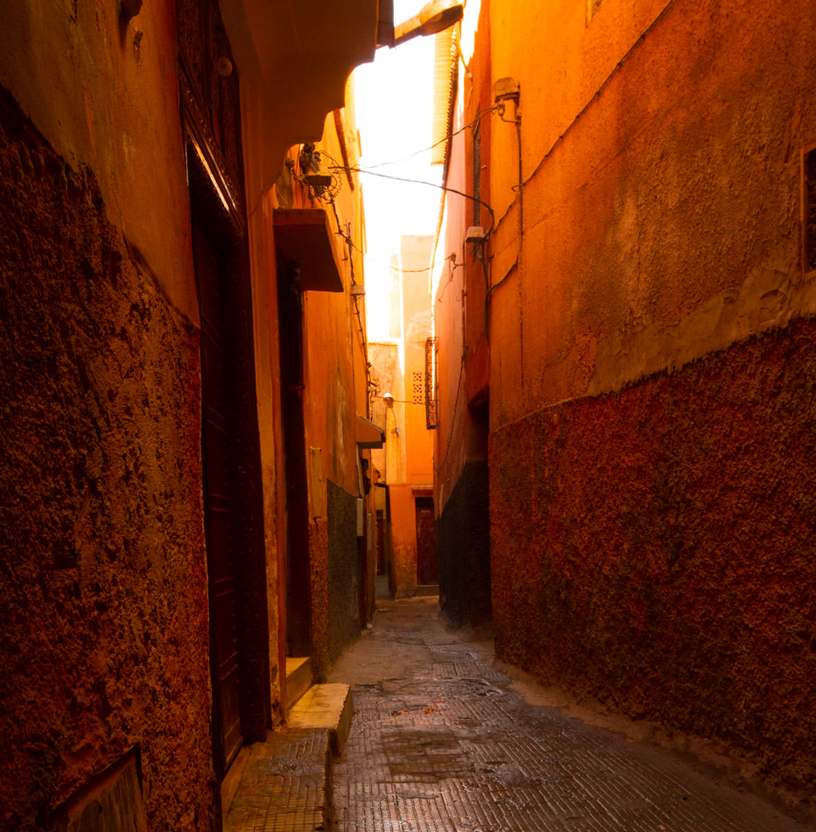 Sandstone Alley in the Marrakech medina.