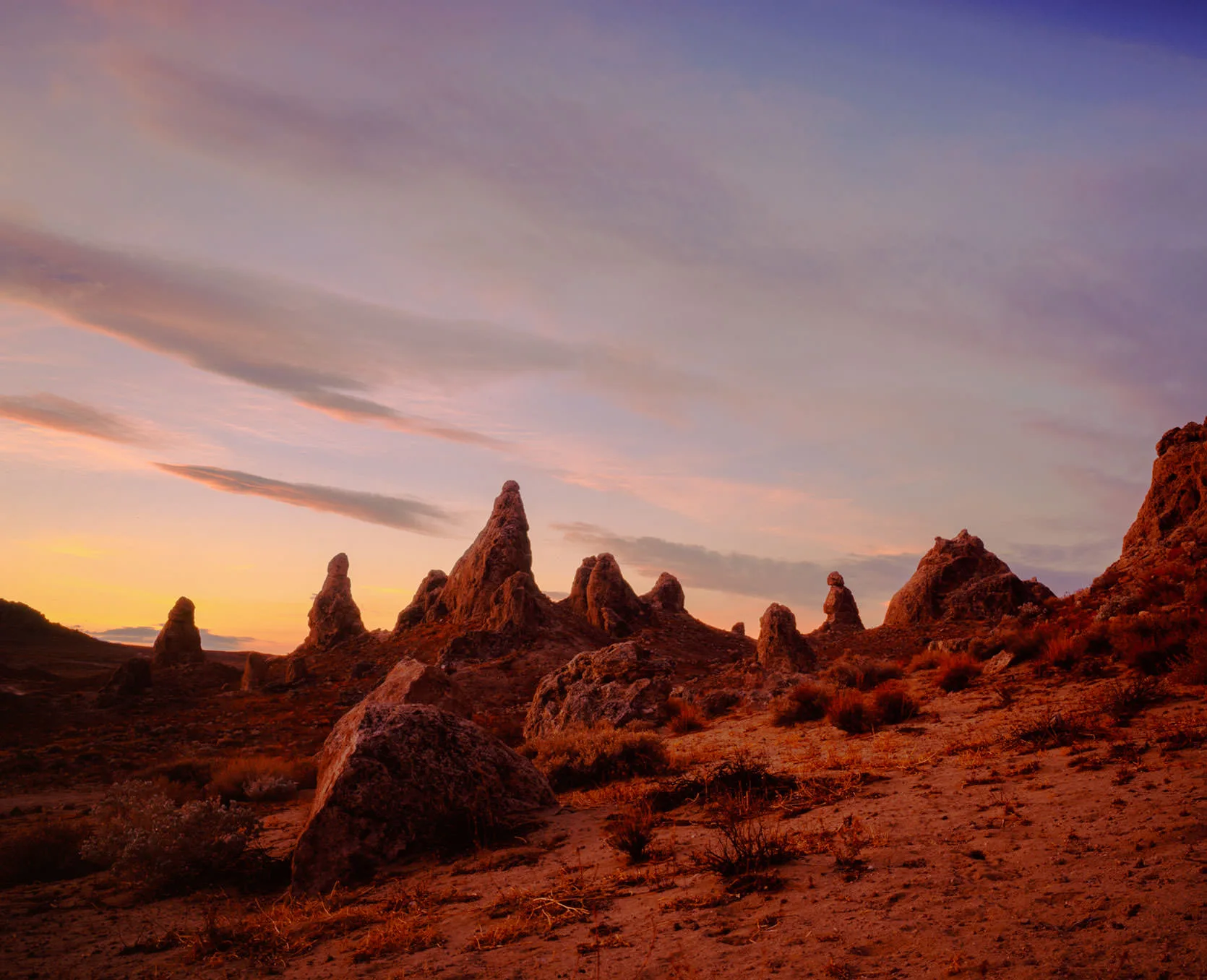 Trona Pinnacles and Searles Lake, near Death Valley, California
