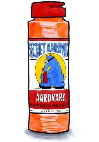 Sketch by Erik Gauger of Secret Aardvark Habanero Hot Sauce