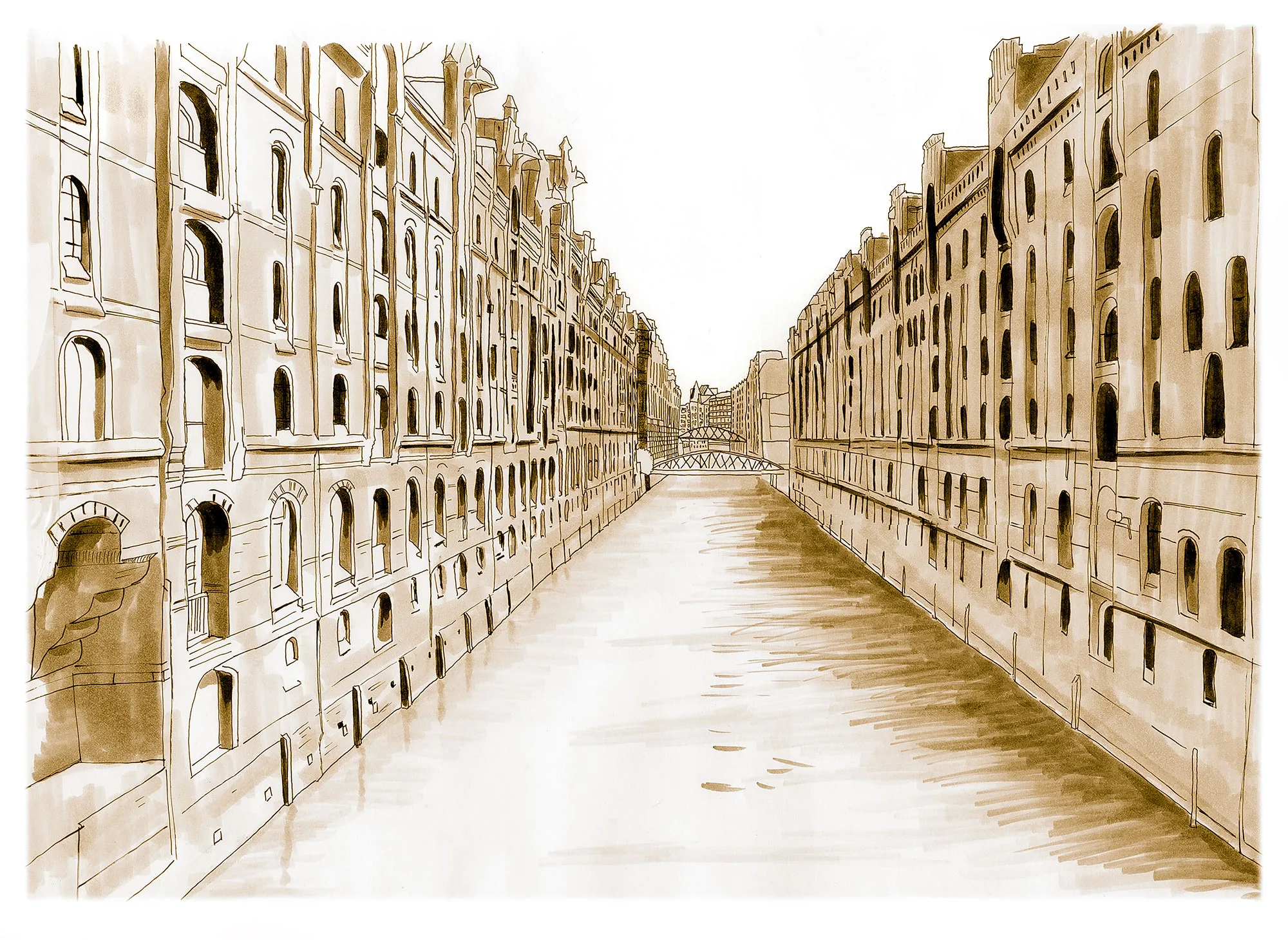 Canal in the Speicherstadt district